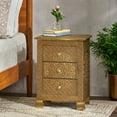 thumbnail image 2 of Christopher Knight Home Upson Handcrafted Boho 3 Drawer Nightstand, Gold, 2 of 5