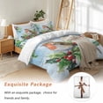 thumbnail image 7 of Christmas Sparrows Bedding Duvet Cover Set Twin Size 4 Pieces Winter Berry Leaf Xmas Bedding Set with Zipper Closure, 1 Comforter Cover 68x86 Inches 1 Flat Sheet & 2 Pillow Cases, 7 of 7