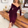 thumbnail image 2 of Sngxgn Women's Turtleneck Sweater Dress Long Sleeve Ribbed Knit Stretch Midi Bodycon Dresses(Purple,XXL), 2 of 9