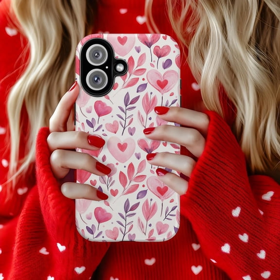 Valentines Floral Hearts Themed Gift Phone Case 17 16 15 14 13 12 11 Pro Max