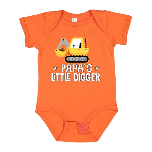 Inktastic Papa Little Digger Construction Truck Boys Baby Bodysuit