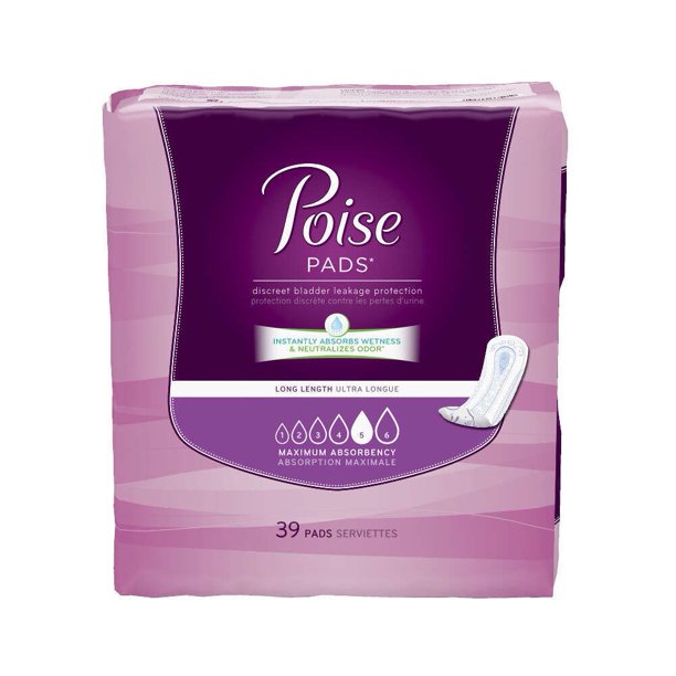 Depend Poise Incontinence Pads, Maximum Absorbency, Womens Long Length, 33591 (Case Of 156