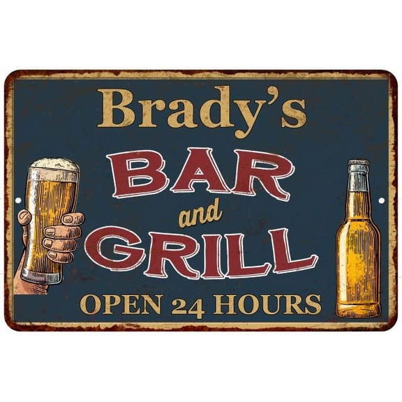 Brady's Green Bar and Grill Sign 8 x 12 High Gloss Metal 208120044209