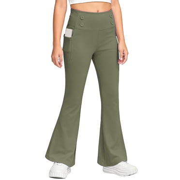 Girls High Waisted Flare Leggings with Pockets for Dance Yoga and Play