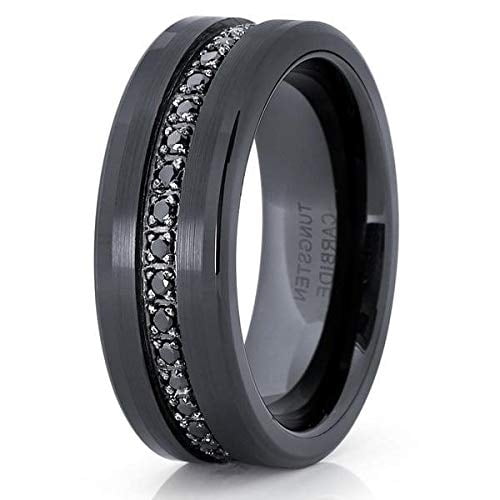Silly Kings Jewelry 8mm- Black Tungsten Wedding Band - Black Tungsten Ring - Men's Ring (8.5)