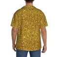 thumbnail image 3 of Sikiie Gold Glitter Men's Wrinkle Free Untucked Cuban Shirt Business Casual Button Down Shirts Short Sleeve ShirtX-Large, 3 of 5