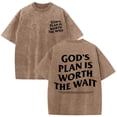 thumbnail image 6 of Christian Graphic Shirts for Men God's Plan Is Worth The Wait Oversized Acid Wash Tshirt Faith Back Print Religious T-shirts Casual Tops for Streetwear Summer Vacation, 6 of 6