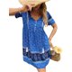 thumbnail image 1 of VISgogo Vestido bohemio para mujer, estampado de flores, manga corta, cuello en V, ajuste holgado, vestido de vacaciones, S/M/L/XL VISgogo  moda, 1 of 7