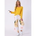 thumbnail image 3 of DARING DIVA Long Sleeve Floral Capri Soft Strechy Pajama Sets 2 Pieces L Yellow, 3 of 6