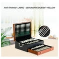 thumbnail image 3 of Silverware Storage Box Flatware Storage Case with Dual Tone Wooden Finish Drawer and Tarnish Proof Felt Lining to Store Sterling Silver Ware Cutlery Sets 15x11 Inch Size Service for 14, 3 of 7