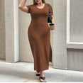 thumbnail image 7 of Plus Size Dresses for Women 2026 Fashion Loose Round Neck Sleeveless Pocket Solid Color Irregular Dress, 7 of 7