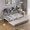 Gray, variant on MODERNLUXE Twin Size Daybed with Trundle,Wood L-Shaped Platform Bed Frame with 9 Storage Shelves and Study Desk,Natural