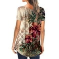 thumbnail image 4 of Jophufed Women Tunic Tops Fashion V-Neck Floral Printed Buttons Short Sleeve T-shirt Casual Dressy Blouses Gifts, 4 of 6