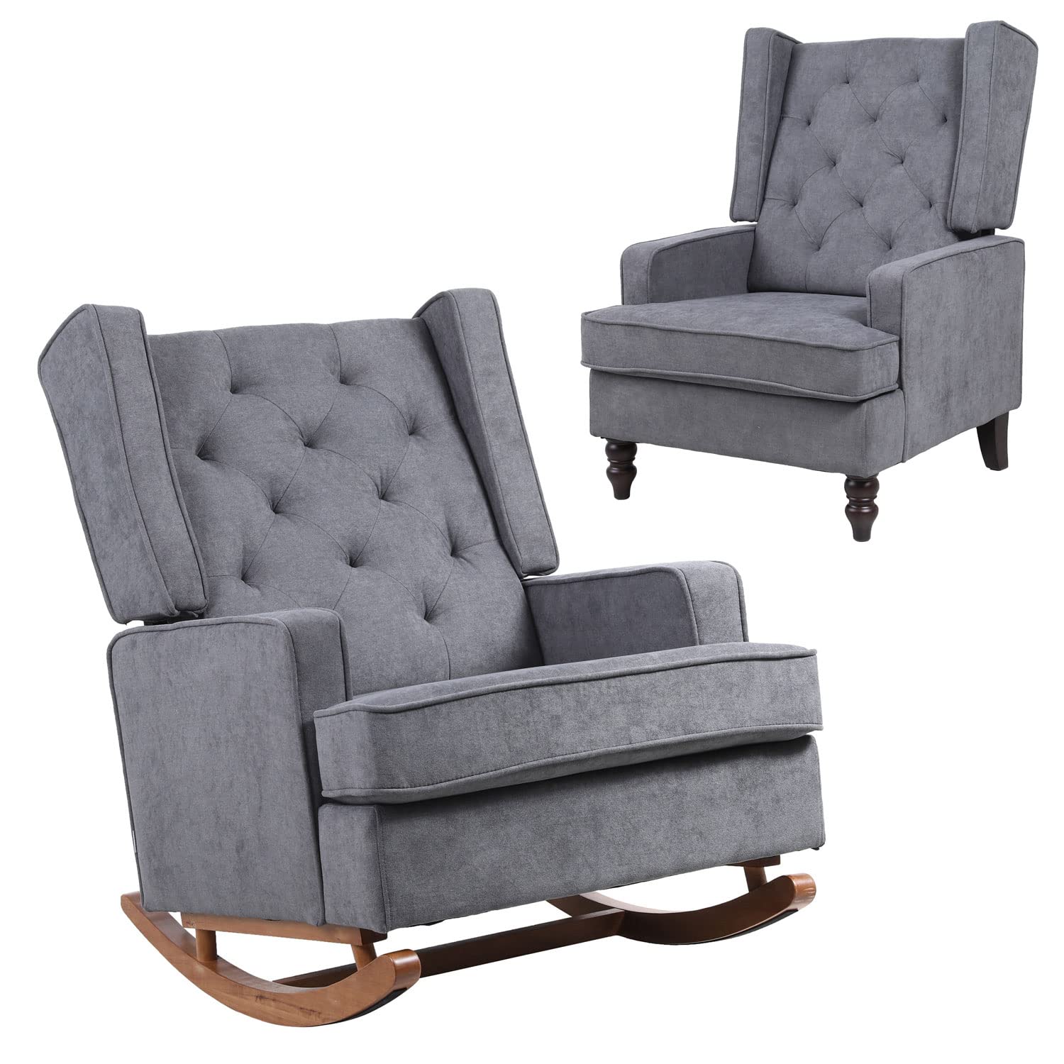 Rocking Chair Nursery,Upholstered Glider Chair for Nursery,Mid Century