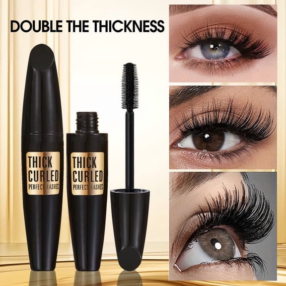 Waterproof Silk Fibre Thick Lengthening Mascara, 2026 New Iron Wand Mascara Curling Eyelash Iron Mascaras with No Flaking, Waterproof Long-Lasting 4D Silk Fiber Lash Mascaras