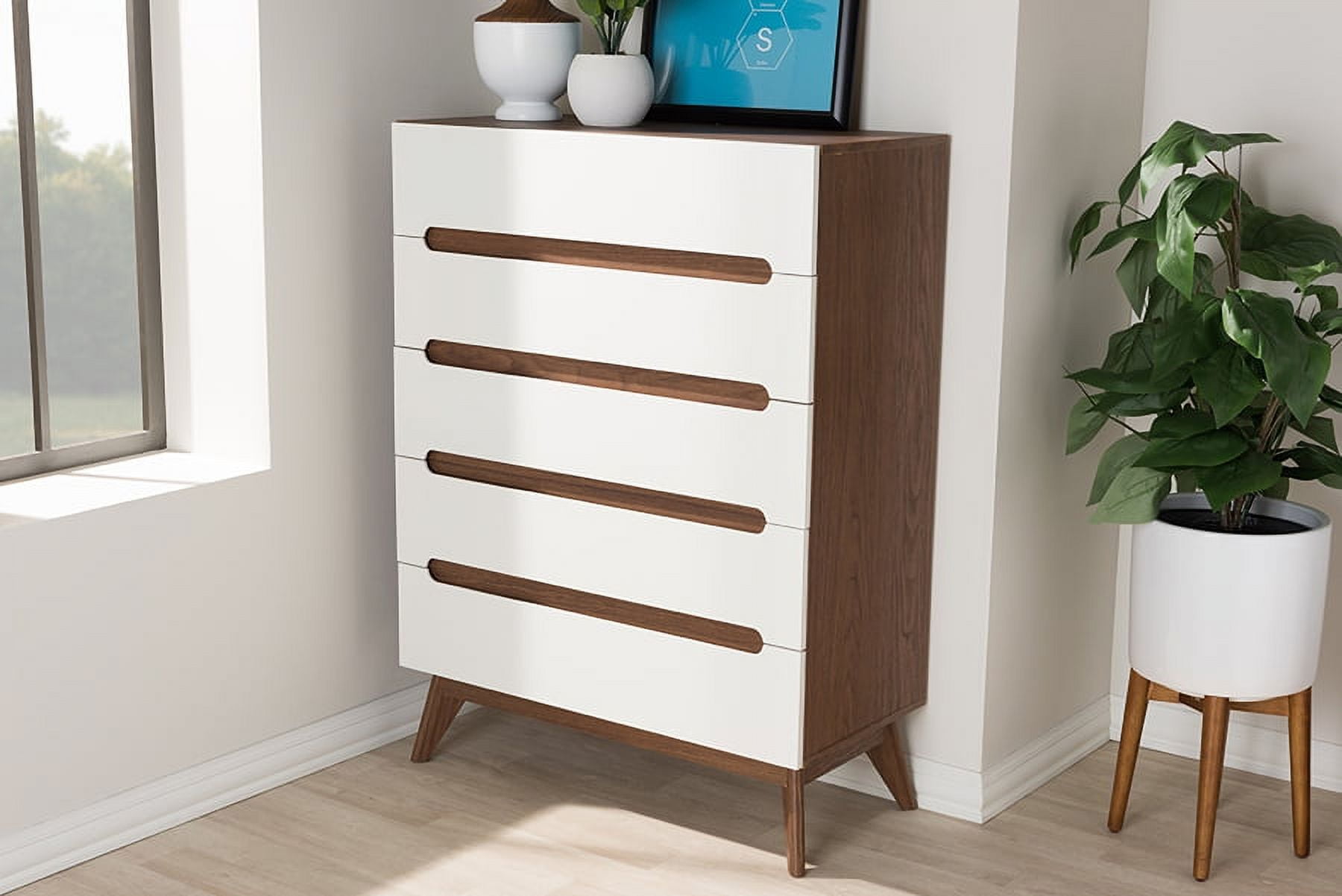 Sousato★ Baxton Studio Calypso Mid-Century Modern White and Walnut Wood 5