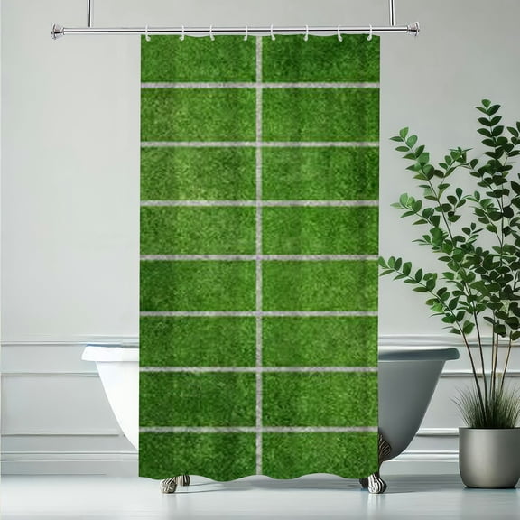RKSupls Christmas Shower Curtain, Football Field Shower Curtain with Hooks for New Year Home Bathroom Decor Washable Curtains, 36x72 in