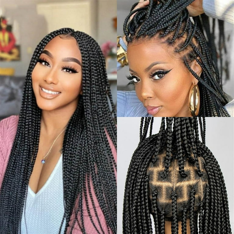 36 Inches Knotless Box Braids Wigs Synthetic Full Lace Wig Braided