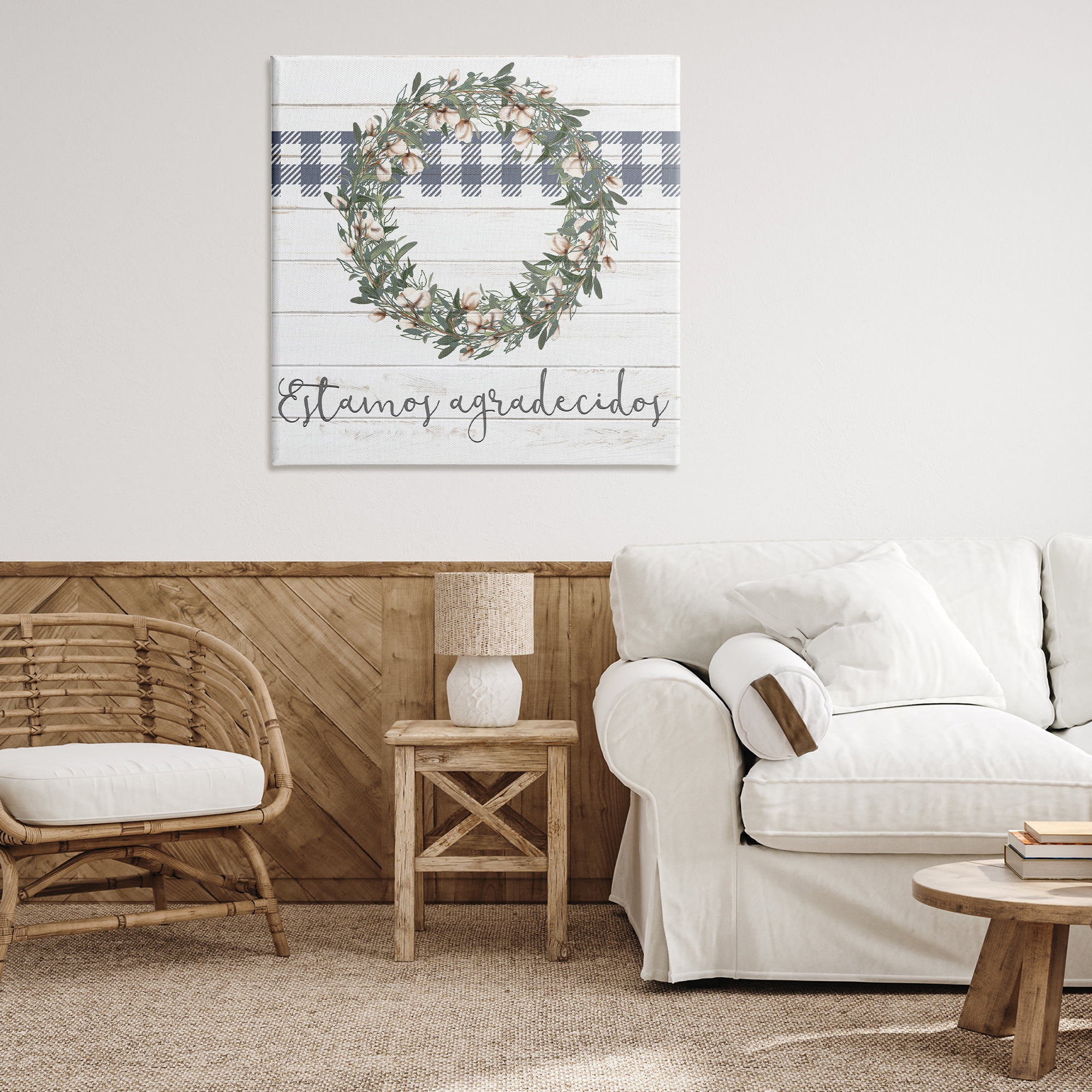 Stupell Industries Estamos Agradecidos con Algodón Inspirational Quotes & Sayings Painting Wrapped Canvas Art Print Wall Art, 36 x 36