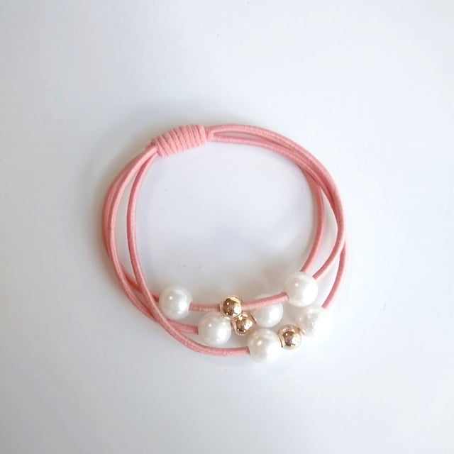 Bandas elásticas para el cabello con perlas falsas, accesorios para el cabello para niñas, color rosa