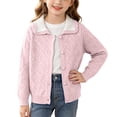 thumbnail image 6 of Ahdbta Kid Toddler Girls Cardigan Sweater Cute Peter Pan Collar Knit School Uniform Long Sleeve Button Down Textured Casual Outerwear, 6 of 9