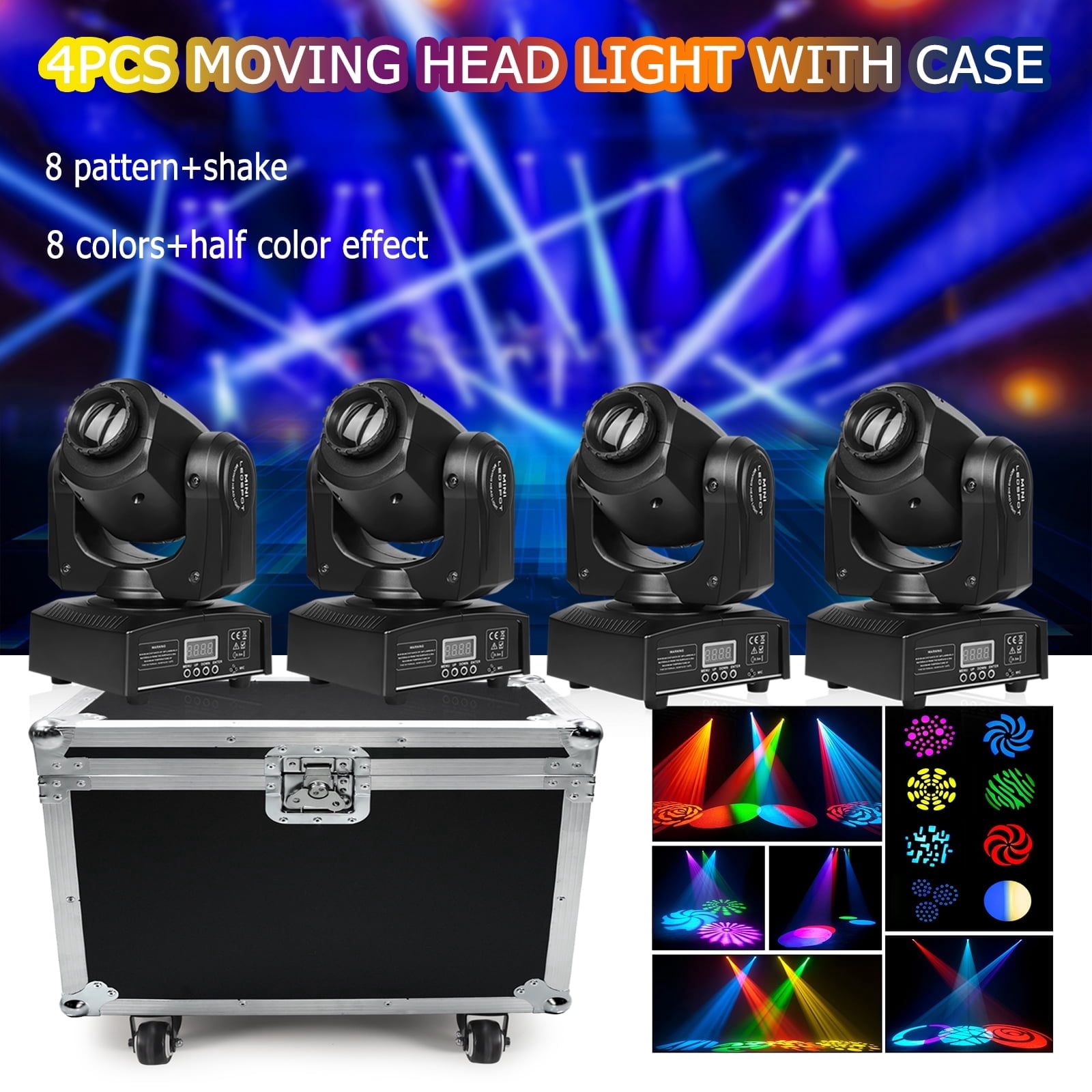 StageGlow Indoor Hanging RGBW LED Sound Activated Moving Head Lights (4 Count)