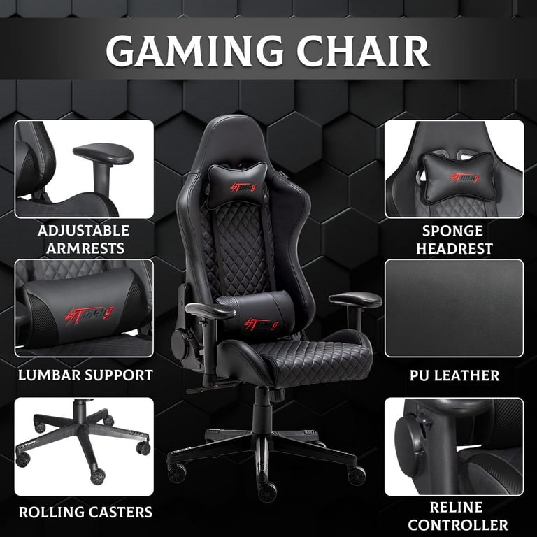 Gaming Chair Office Chair High-Back Ergonomic Video Game Chairs for Kids  Teen Adult Height Adjustable Reclining Computer Chair with Lumbar Support