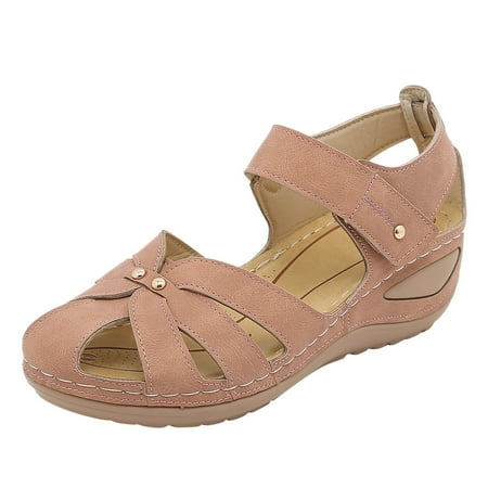 

nsendm Women s Wedge Sandals Size 6 Breathable Summer Toe Fashion Beach Shoes Women Tan Flip Flop Sandals for Women Sandal Pink 8