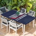 thumbnail image 2 of Navy Blue Hockey American Flag Table Cloths for 6 Foot Rectangle Tables, Vintage Abstract US Flag Patio Waterproof Elastic Fitted Tablecloths, Washable Rectangular Table Cover for Camping, 2 of 8