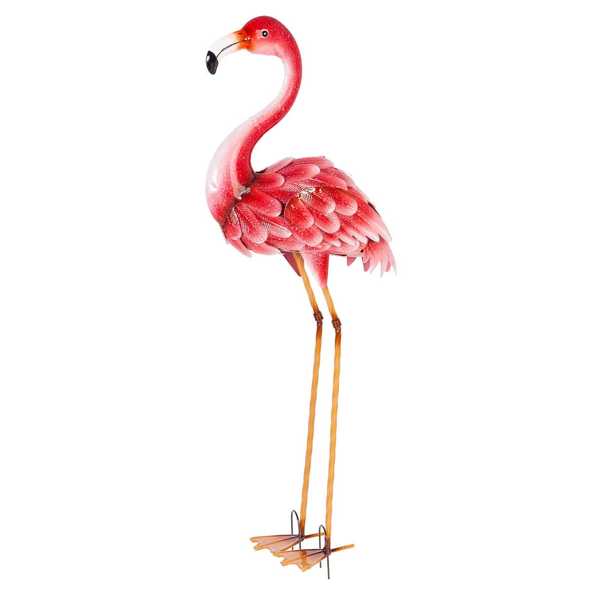 Flamboyant 35″ Metal Pink Flamingo Statue Pair of Yard Garden Metal Sculptures Home, Patio, Backyard Decor