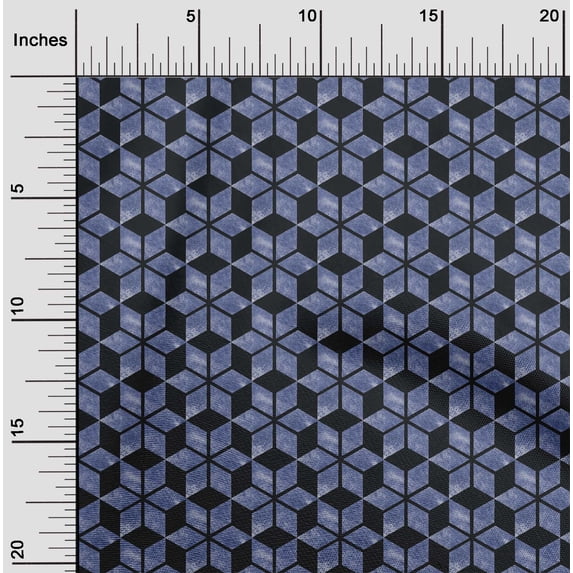 oneOone Cotton Cambric Medium Blue Fabric Geometric Quilting Supplies Print Sewing Fabric By The Yard 56 Inch Wide