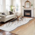 thumbnail image 3 of Abstract Wave Effect Washable Living Room Rugs 5'x8', Brown Gradient Beach Low Pile Throw Large Area Rug Non-Slip Sturdy Edge Binding Carpet for Living Room Kitchen Office, 3 of 9
