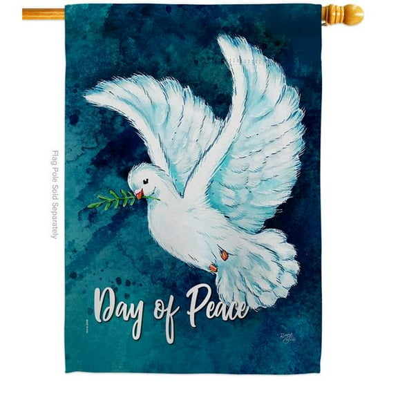 Breeze Decor H115206-BO 28 x 40 in. Together for Peace House Flag with Expression Inspirational Double-Sided Decorative Vertical Flags Decoration Banner Garden Yard Gift
