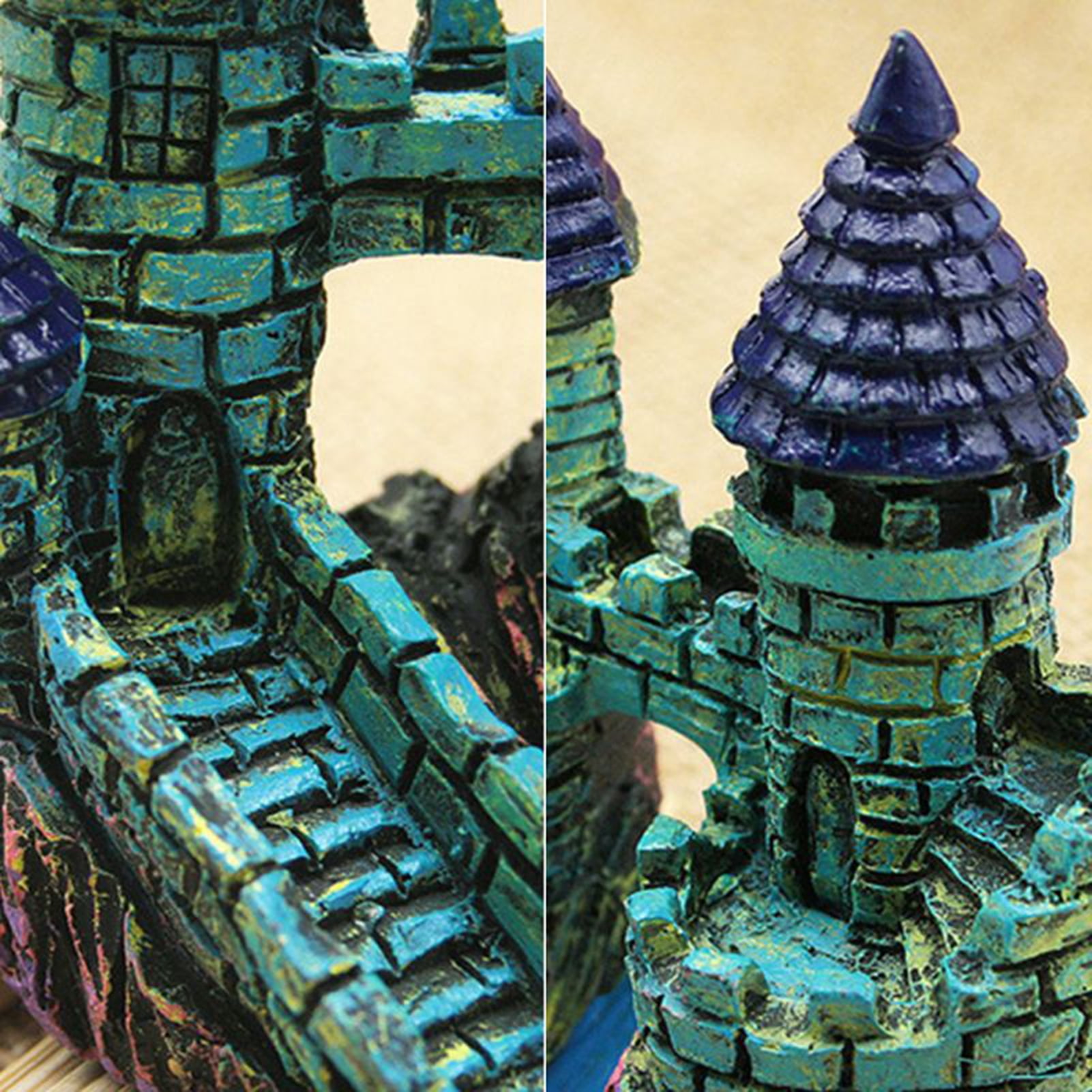 Hevirgo Aquarium Ornament European Style Decorative Resin Fish Tank Castle Ornament for Aquarium Decor