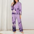 thumbnail image 2 of Haiem Lavender Roses Arrangement Pattern Women’s Long-sleeve Sleepwear,Sleepwear Set,2-piece Loungewear Set,Soft PJs Comfy Nightwear with Pockets-Large, 2 of 7