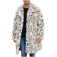 thumbnail image 3 of YueHuiYing Men's Faux Fur Coat Winter Long Faux Mink Coat Fluffy Thick Trench Coat Turn Down Collar for Men, 3 of 9