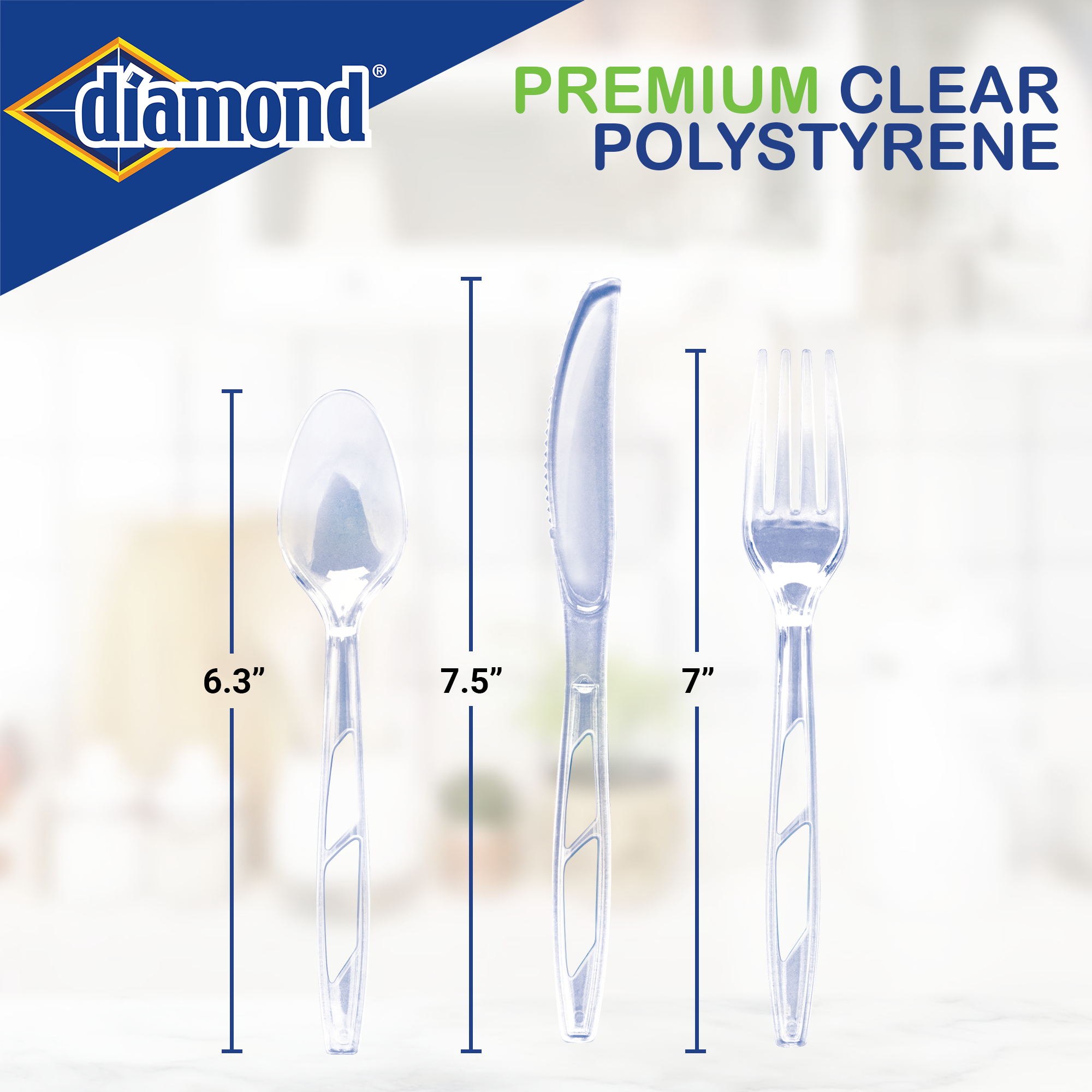 Diamond Clear Plastic Disposable Cutlery Set, Made in USA, 192 Count photo 3