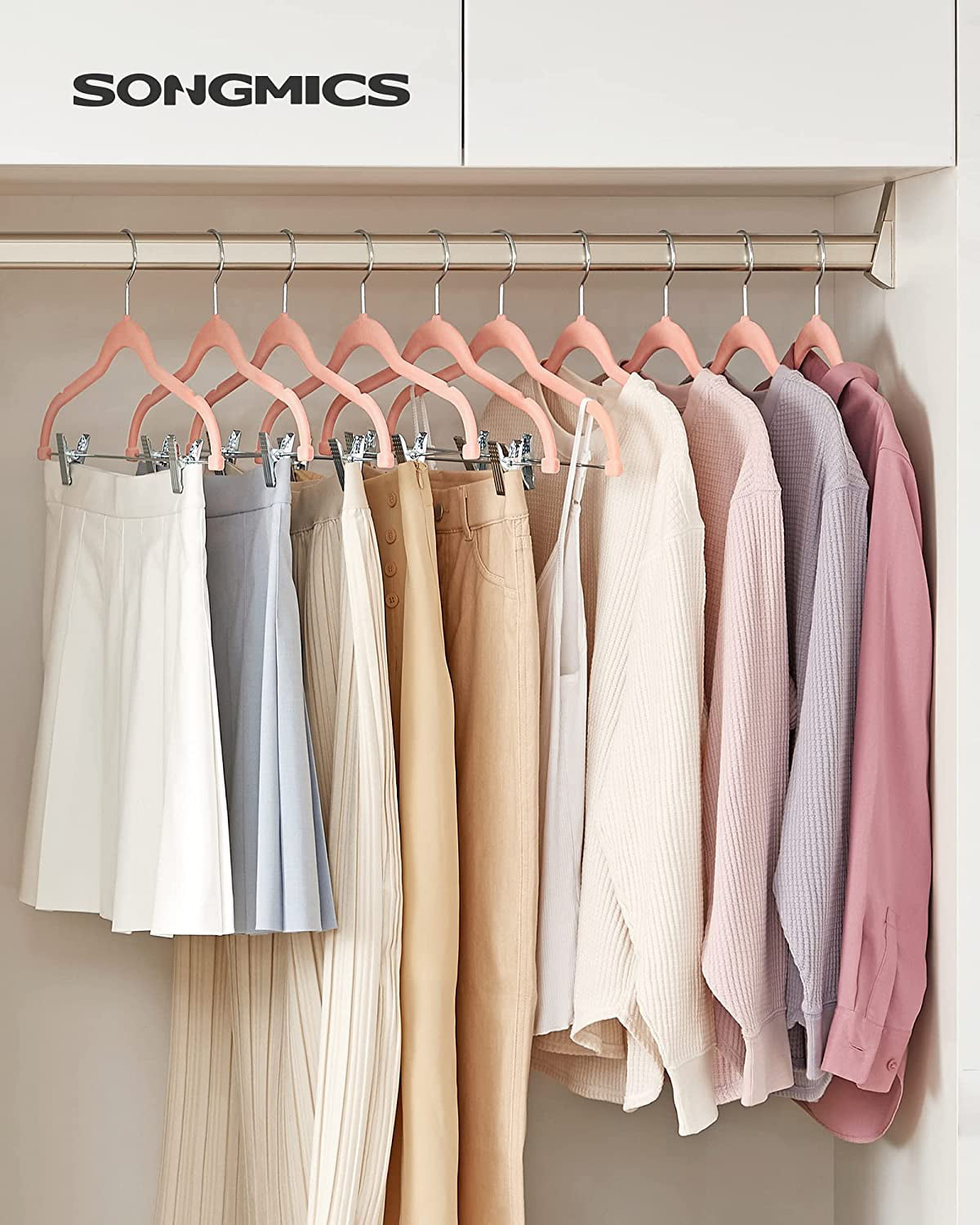 Songmics 30-pack Pants Hangers Long Velvet Trousers Hangers With Adjustable  Clips White : Target