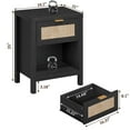 thumbnail image 2 of Surmoby Rattan Nightstand Bedside Tables with Drawer and Storage Shelf,Natural Boho Side Table End Table for Living Room Bedroom,Black, 2 of 8