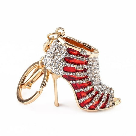 Enameled High Heel Shoe Charm Crystal Rhinestone Diamante High Heel Shoe Decoration Multicolor Enamel Keychain for Phone Car Bag Key Ring Charm Gift for Women Ladies Girls' Phone Key Bag ()