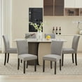 thumbnail image 3 of Sillas de Comedor Tapizadas, Respaldo Alto Ergonómico, Tachuelas Decorativas, Asiento Acolchado, Patas de Madera, Tela Transpirable, Sin Brazos, 3 of 8