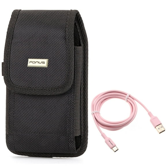 Case Belt Clip w 6ft USB-C Cable for Samsung Galaxy S22 Ultra,S21,Ultra,S20 Ultra,Plus,Fan Edition,FE 5G - Rugged Holster , Pink Charger Cord Power Combo