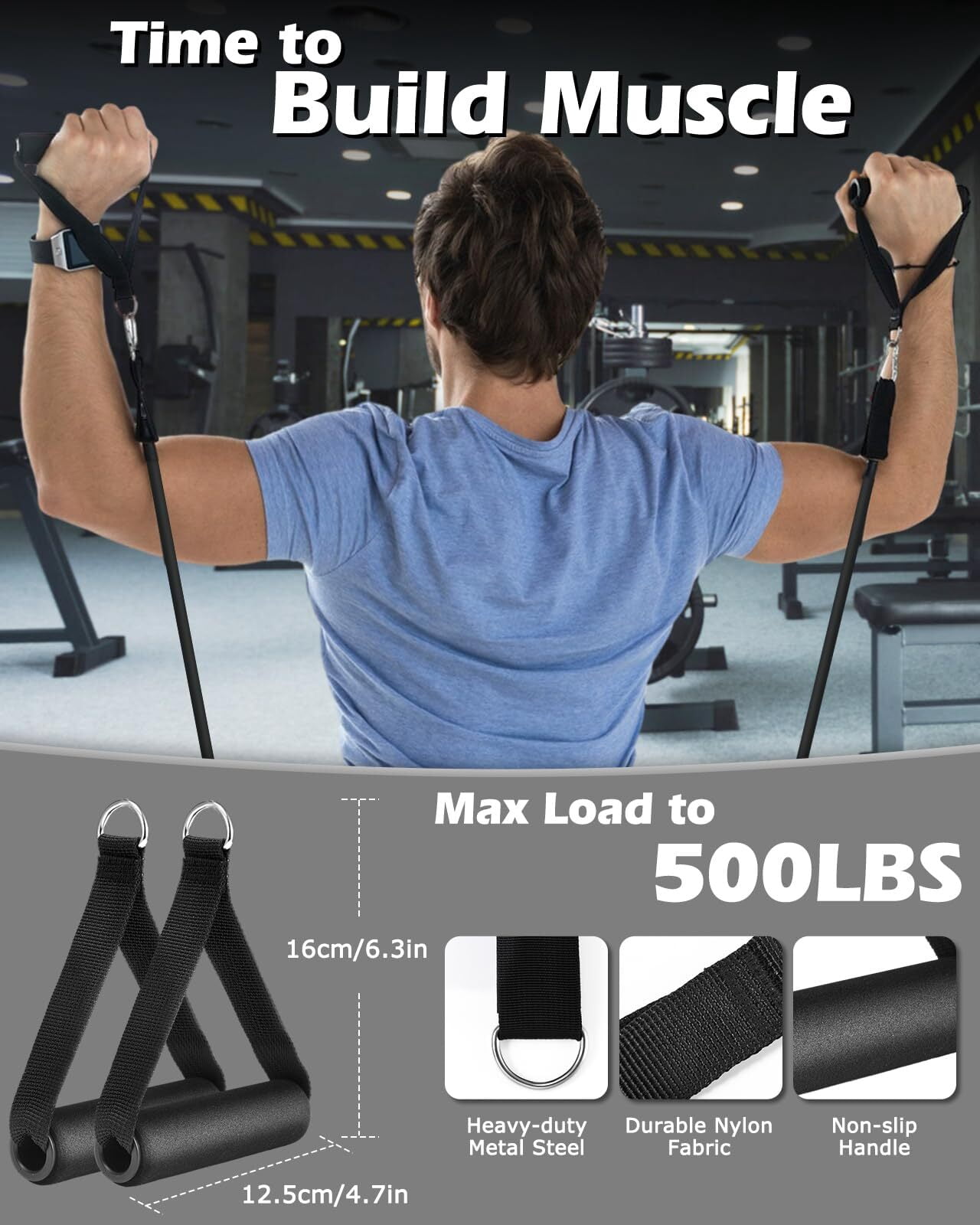 Zacro Resistance Bands Set, 270 lbs Heavy Exercise Resistance Bands with Handles Door Anchor for Muscle Training Stretching Workout Bands for Home Gym