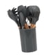 thumbnail image 2 of Juego de 11 utensilios de cocina de silicona resistentes al calor con mango de madera y cubo de almacenamiento para acampar, color gris oscuro, 2 of 12