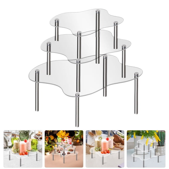 PENIKOKO Set of 3 Clear Acrylic Cake Display Stands, Countertop Dessert Showcase for Bakery, Party, and Home Use