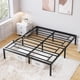 thumbnail image 1 of 16-pulgada metal queen marco de cama con almacenamiento: negra platform, steel slat support, no box spring, heavy-duty, 1 of 7