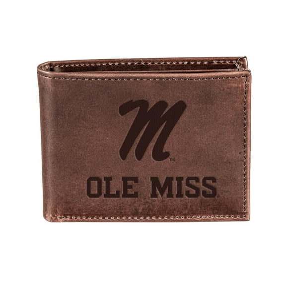 Brown Ole Miss Rebels Bi-Fold Leather Wallet