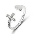 thumbnail image 5 of Adjustable Rings for Women, Stackable Rings, Opening Ring for Women, Cross Ring for Women, Christian Rhinestone Double Cross Ring, Silver, 5 of 6