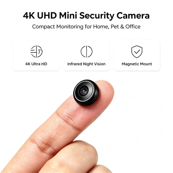 4K Ultra HD Mini Hidden Wifi Security Camera Magnetic IR Night Vision Motion Detection 2-Way Audio Loop Recording for Home Pet Indoor Use