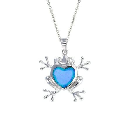 Sterling Silver Frog Pendant - ZilverZoom Sterling Silver Blue Opal Frog Pendant Free Sterling Silver 18
